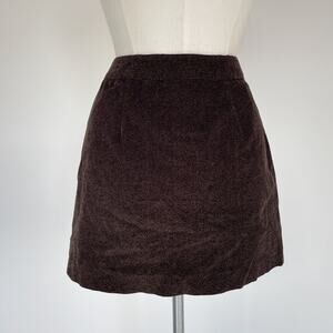 Vintage 90's Brown Woven Cotton Mini Skirt / Sz 9-10 / EXPRESS / Minimal Grunge